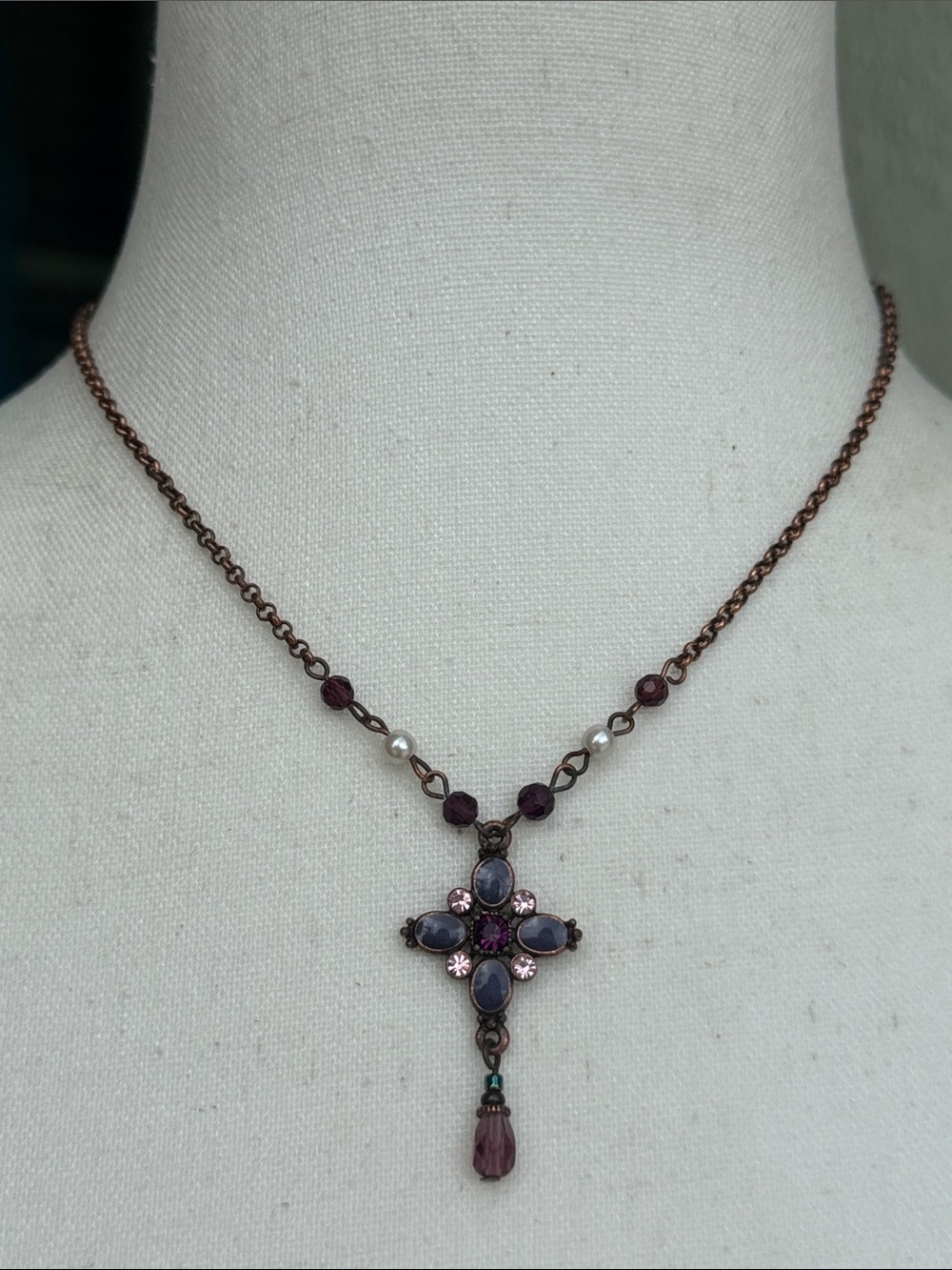 Vintage 1928 adjustable cross pendant  necklace